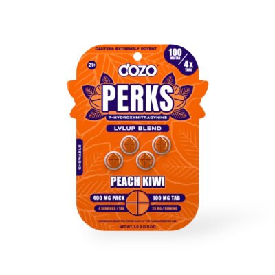 Dozo Perks Extreme Potency 7-OH LVLUP Peach Kiwi 100mg Per Tablet