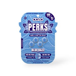 Dozo Perks Extreme Potency 7-OH Mellow Blue Razz 100mg Per Tablet