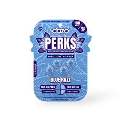 Dozo Perks Extreme Potency 7-OH Mellow Blue Razz 100mg Per Tablet
